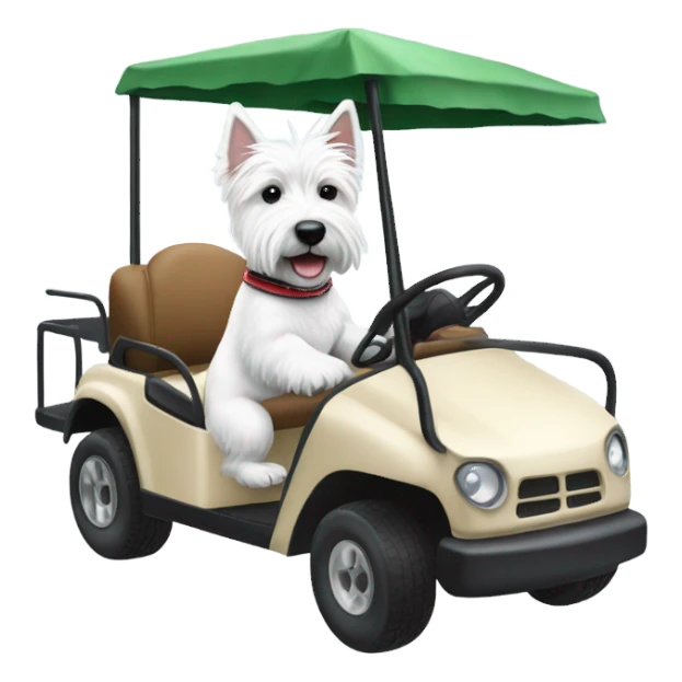 Westie riding in a golf cart sticker