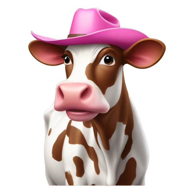 Cow with pink cowboy hat on sticker