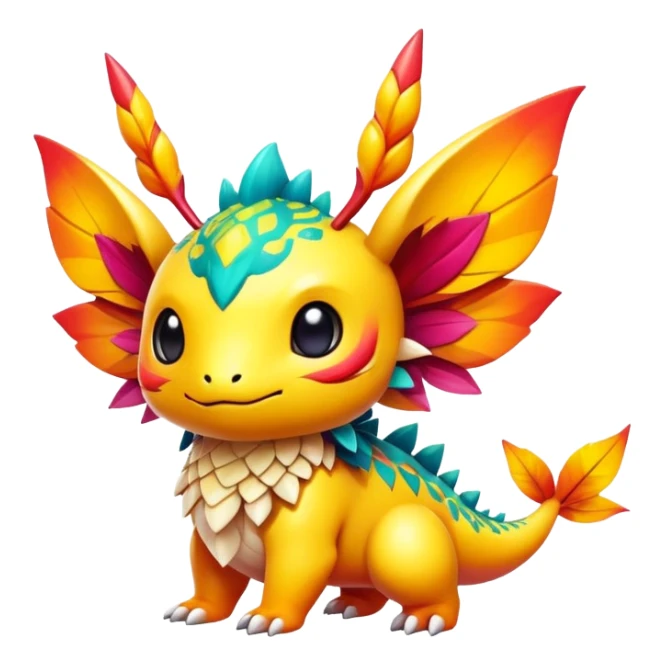Exotic colorful chibi Fakémon-creature sticker