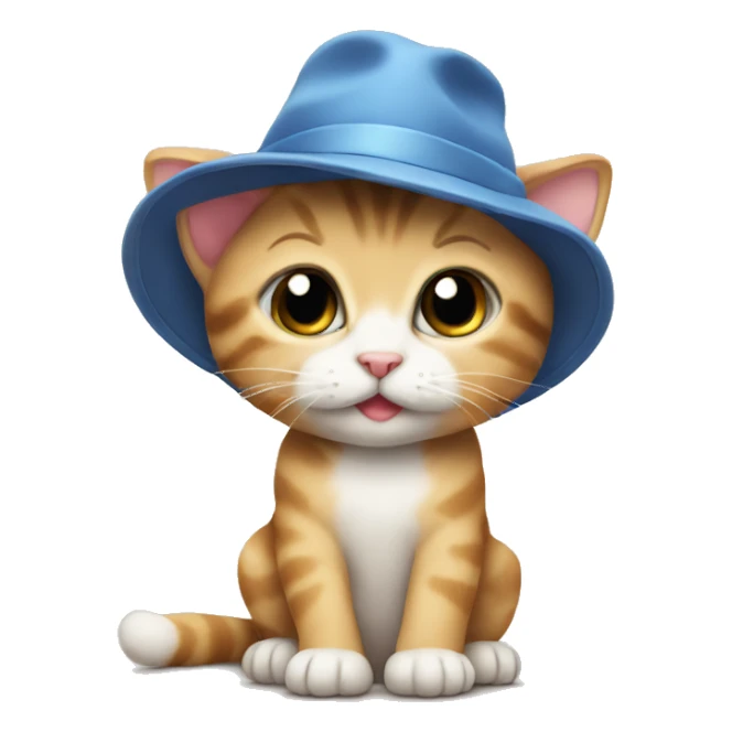 Baby cat wearing a hat sticker
