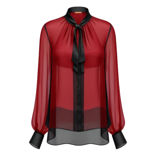 Dark red and jet black translucent womens blouse sticker