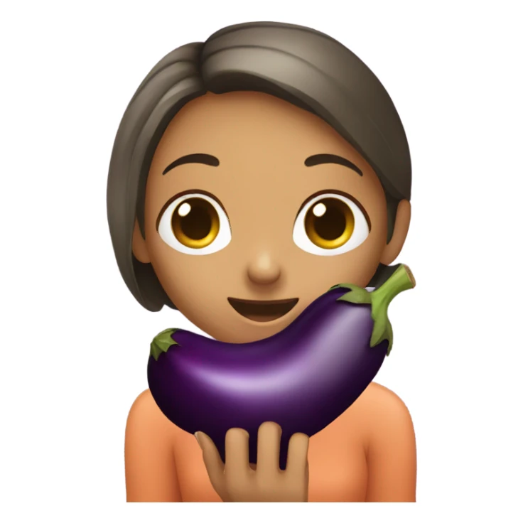 Girl eating an eggplant  sticker