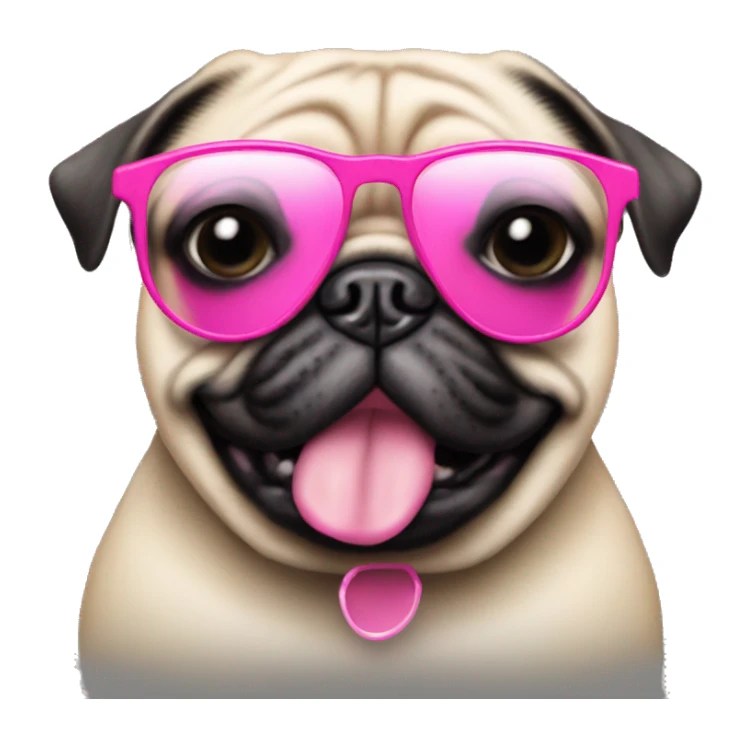 Pug wearing pink sunglasses  sticker