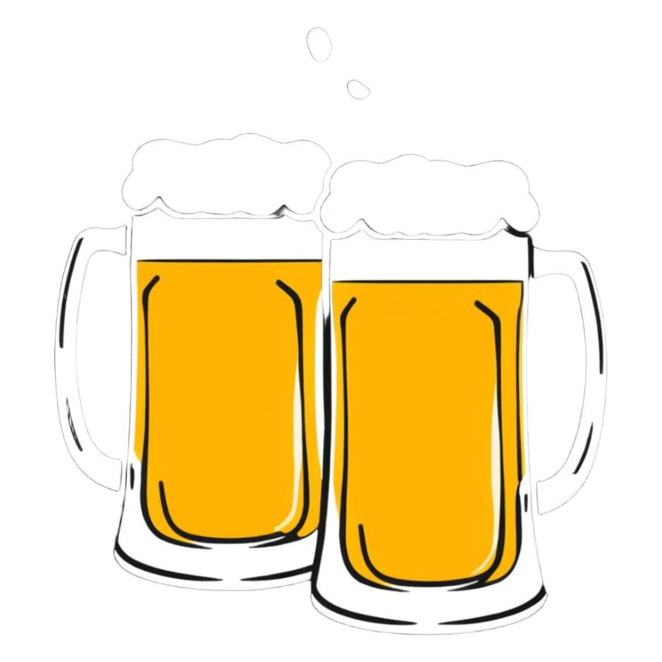 two beer mugs clinking together in a toast sticker