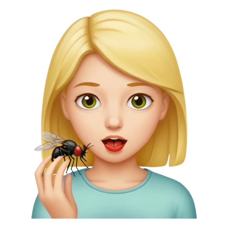 girl eating a fly sticker