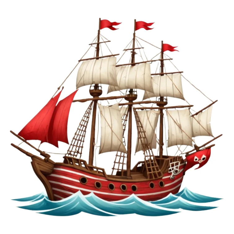 red and white pirate ships sticker