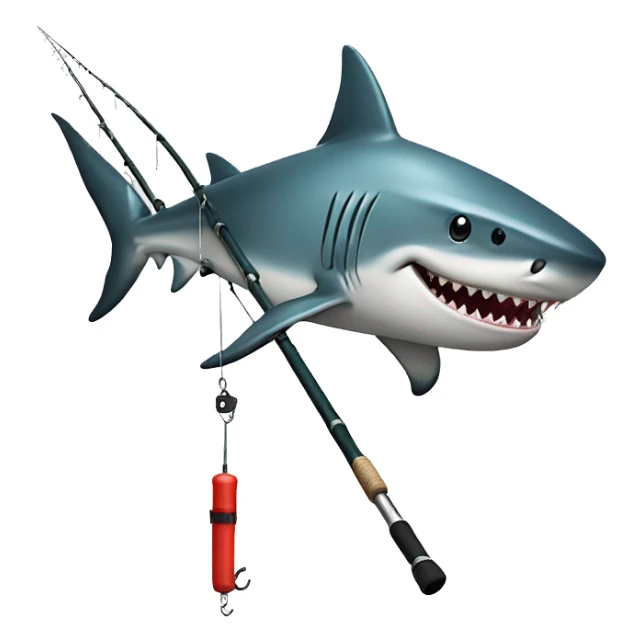 Shark on fishing rod sticker