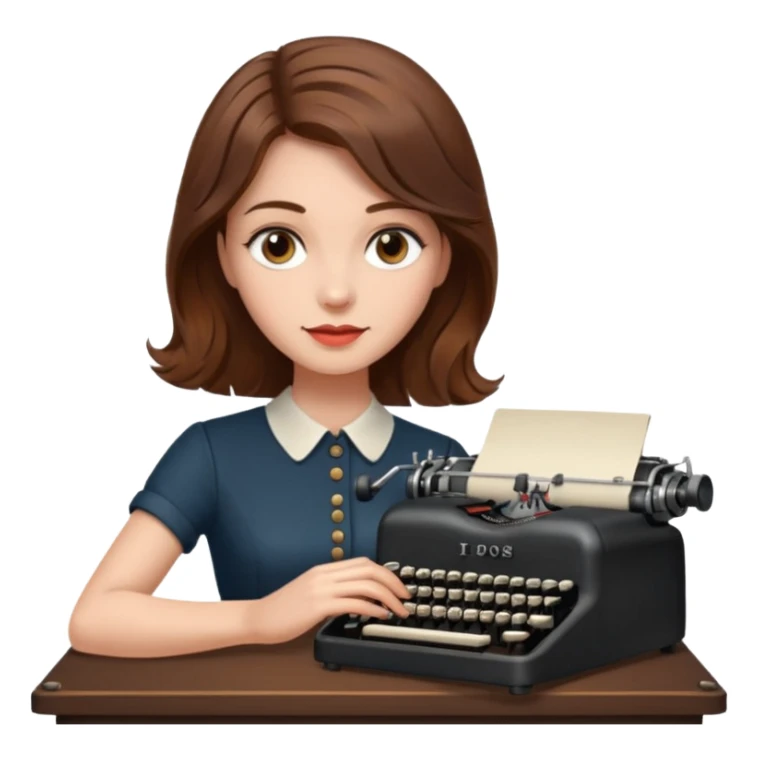 woman with vintage typewriter sticker