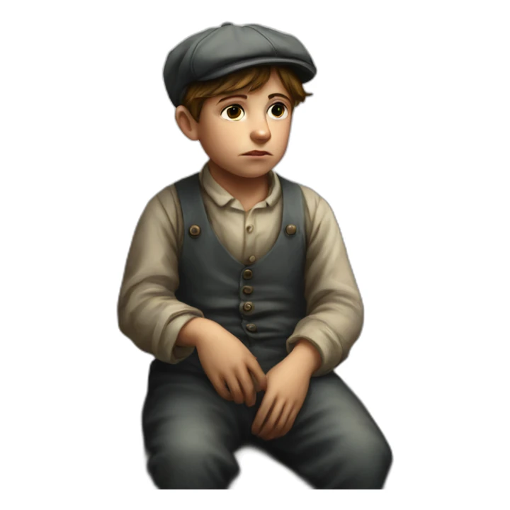 Victorian-Era-poor-factory-worker-kid-flat-cap-sad sticker