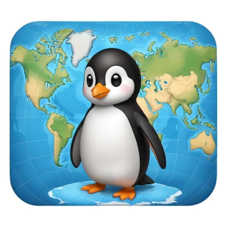 Pinguin auf Weltkarte sticker