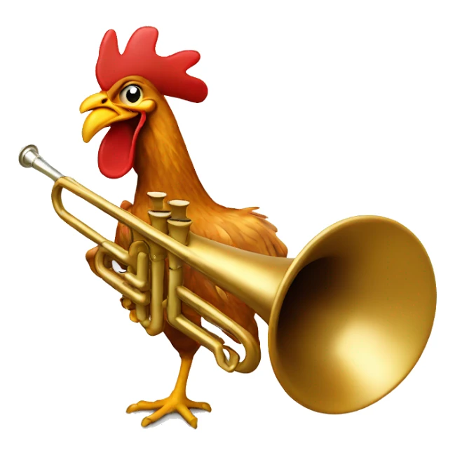 Chicken playing a trumpet sticker