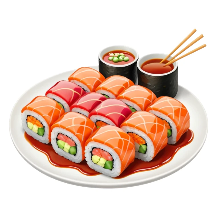 Sushi rolls with sauce restaurant style  sticker