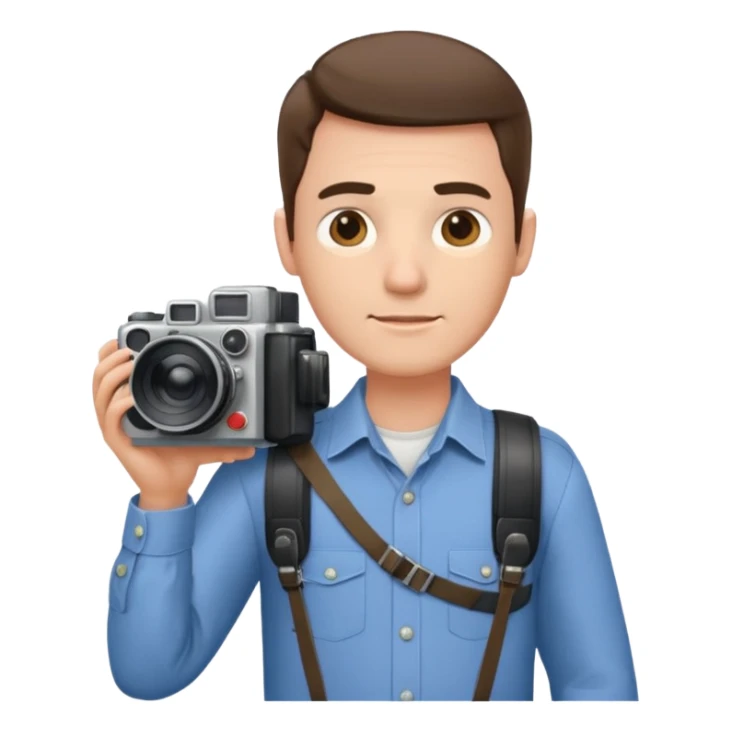 man single  large film Camera ,on his shoulder sticker