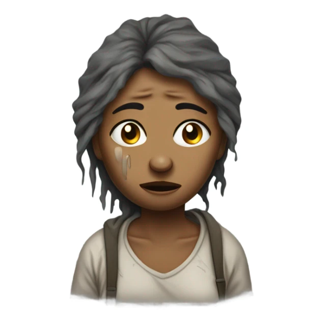 crying homeless woman sticker