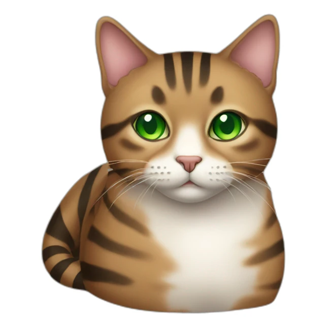 Fat brown striped cat with green eyes sticker