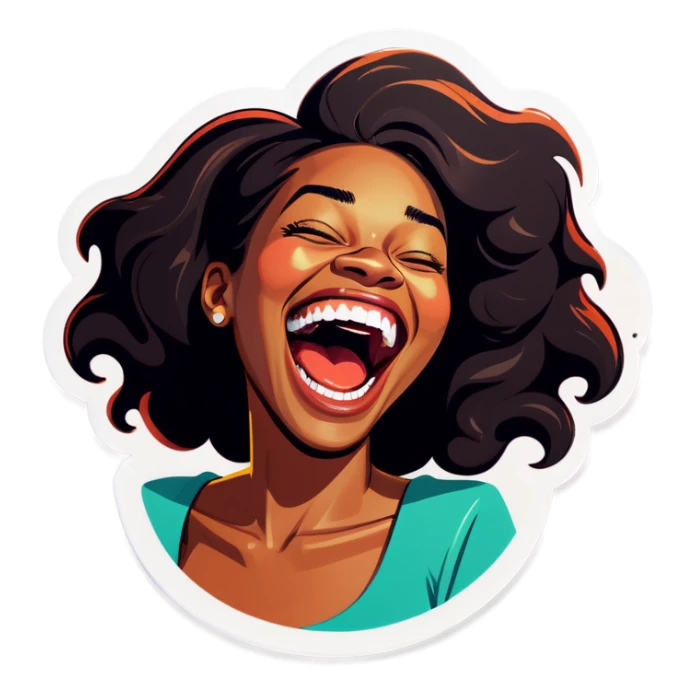 Black woman laughing hysterically  sticker