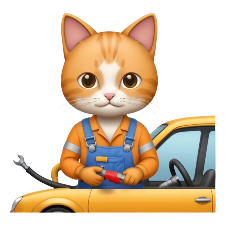 Cat repairing car sticker