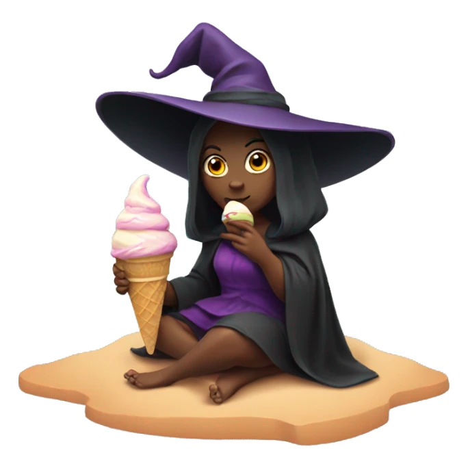 witch eating ice cream in desert sticker