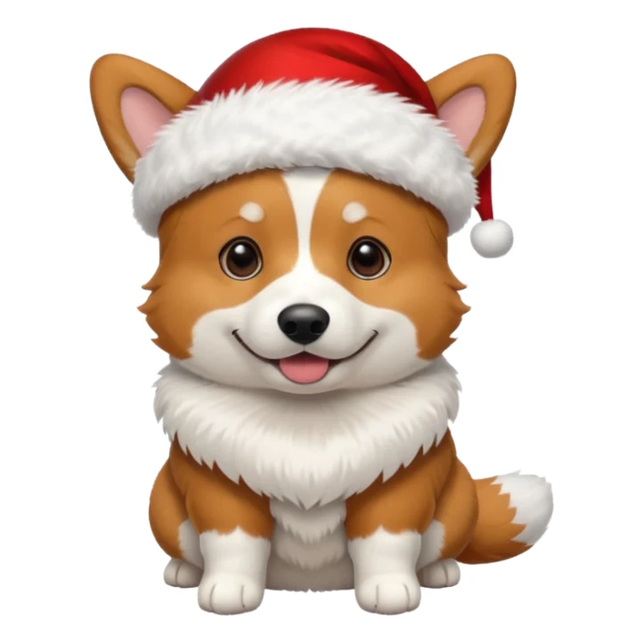 tricolor corgi with santa hat on sticker