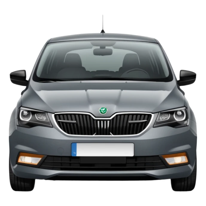 Dark grey Skoda Rapid 2018 spaceback from the front sticker