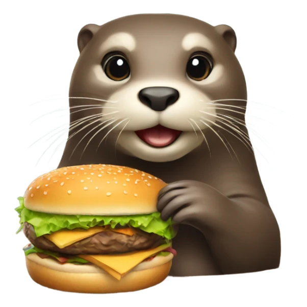 Otter with a burger sticker