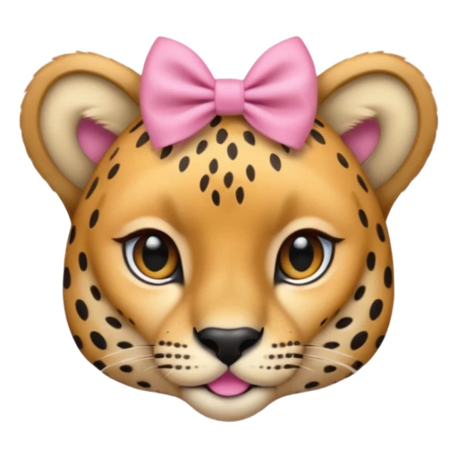 Cheetah  with a small pink bow on her ear￼ sticker