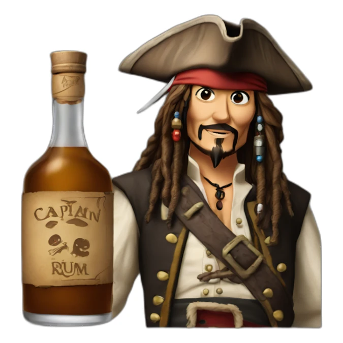 Captain Jack Sparrow and bottle of rum sticker