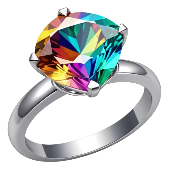 Multichrome coloringshifting 3D diamond, Sparkling Silver Ring
 sticker