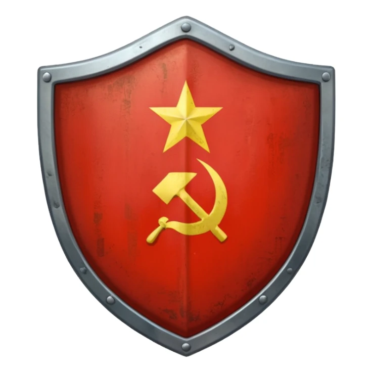 generate a very realistic shield with the USSR flag sticker
