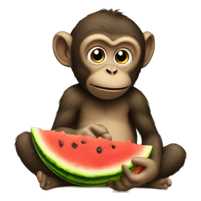 Monkey eating a watermelon and bananas  sticker