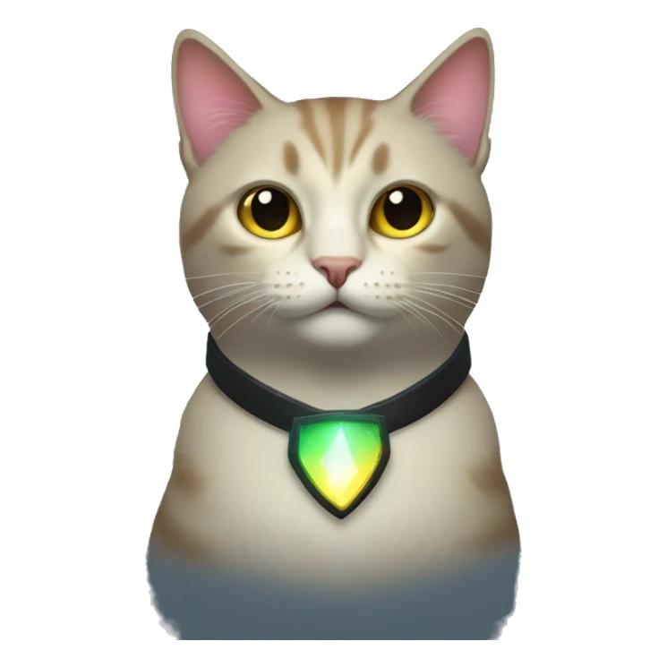 Cat wearing Dark iridescent collar glowing sticker