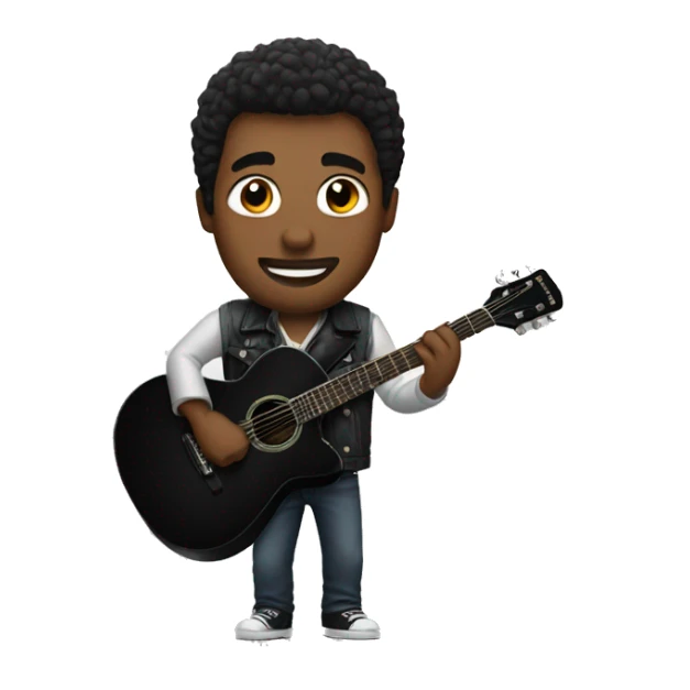 american man with black guitar sticker