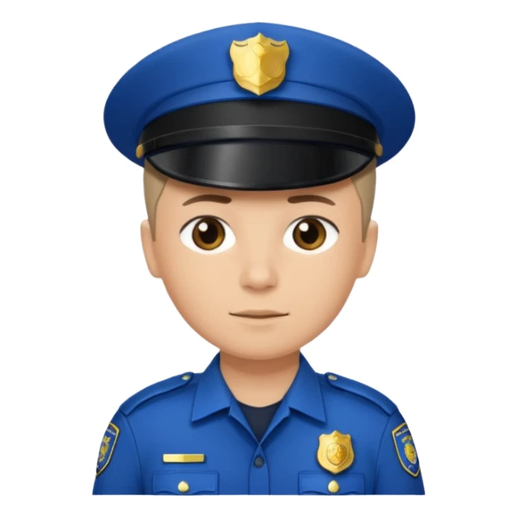 Police man wearing Blue uniform without hat or cap sticker