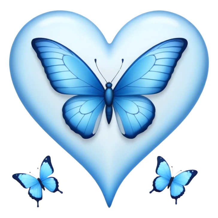 white heart with blue butterflies sticker