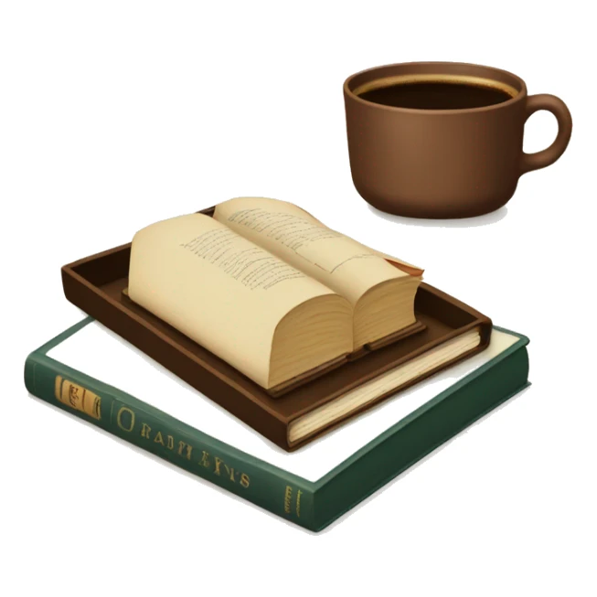 vintage tray with books and coffee  sticker