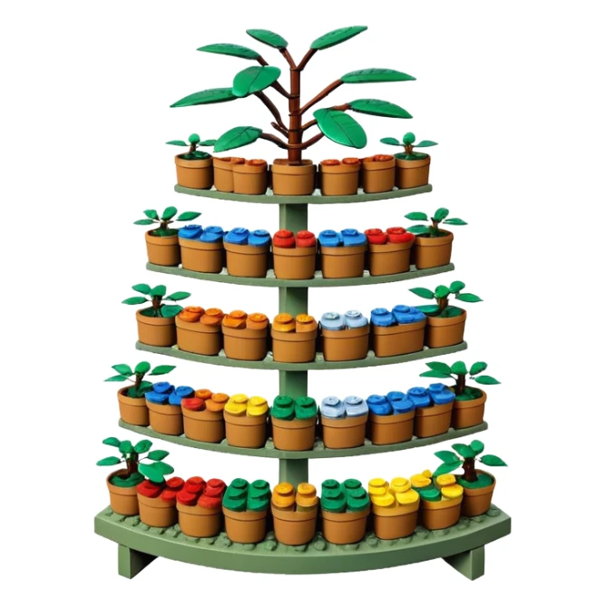 Large curved multi-tier Old Lego plant rack  sticker