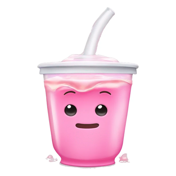 spilled sippy cup with pastel pink liquid and a distorted reflection sticker