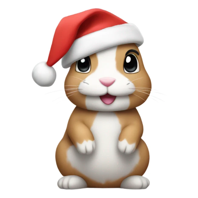 Bunny with christmas hat sending heart sticker