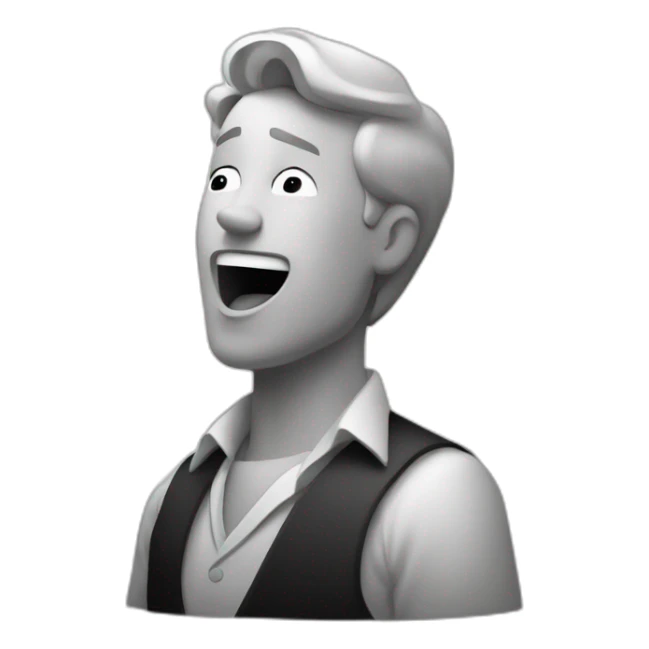 b&w logo of a man singing sticker