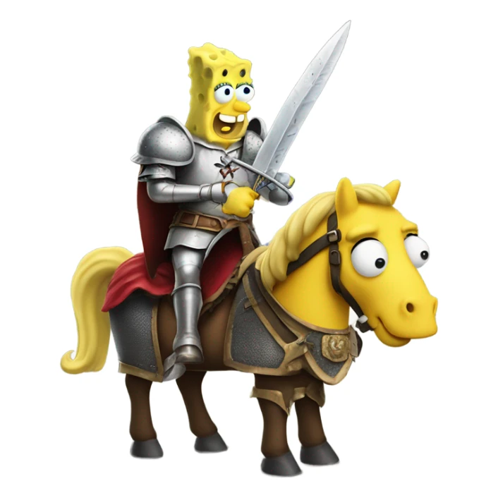 SpongeBob on a horse in battle sticker
