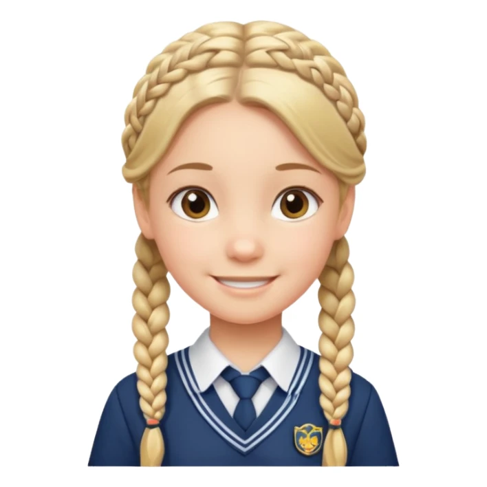 student, braid hair girl kid, school uniform sticker