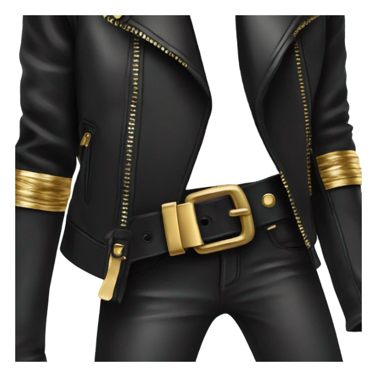 Black leather jacket and gold belt  sticker
