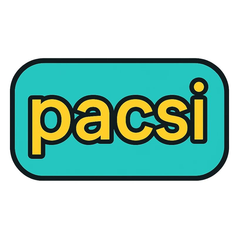 modern, clean text image with the word 'pacsi' centered, correct spelling, no emoji or face sticker