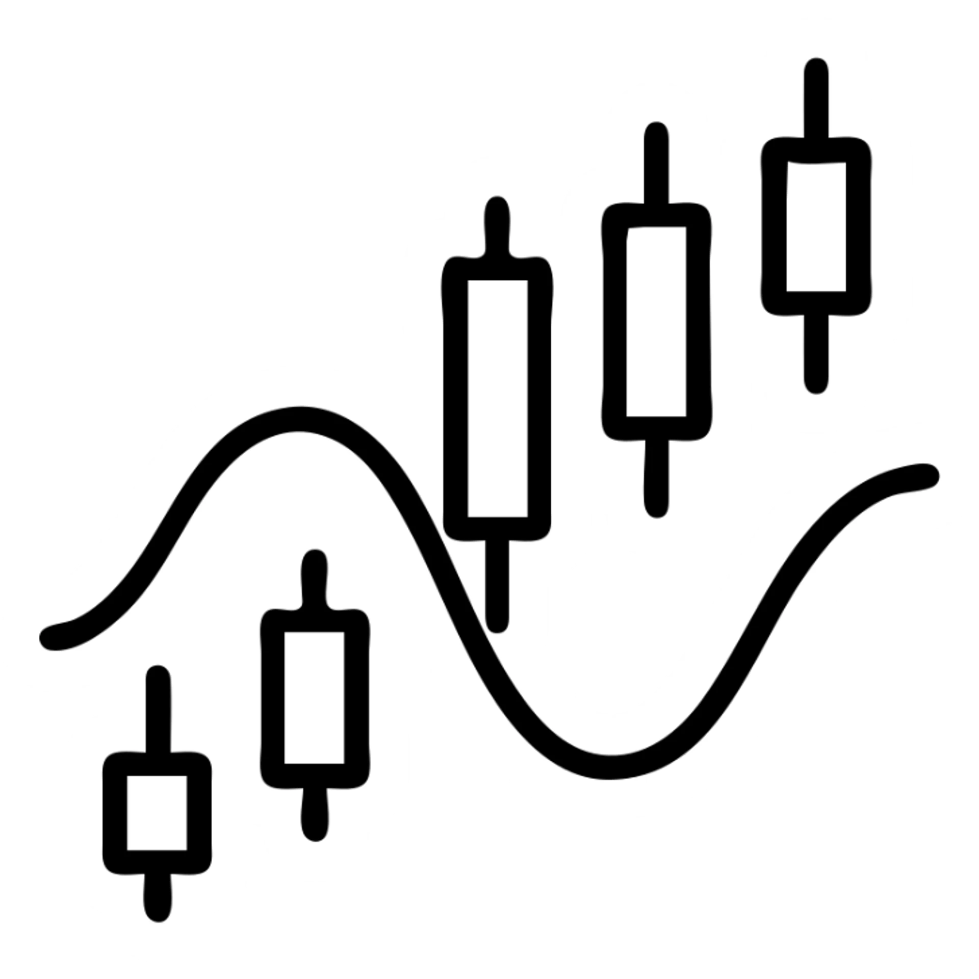 wave icon with a trading theme, sleek and professional sticker