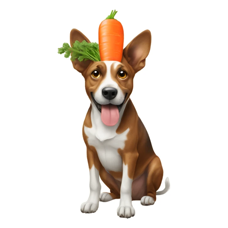 Dog With Carrot on his head sticker