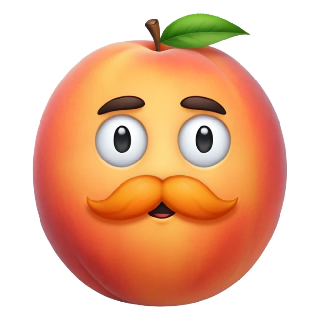A peach with a mustache, without eyes sticker