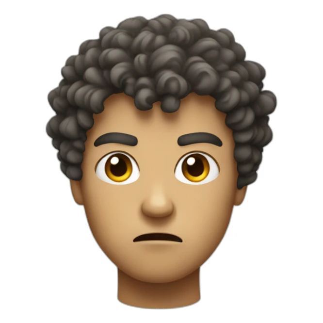 angry face with curly hair sticker