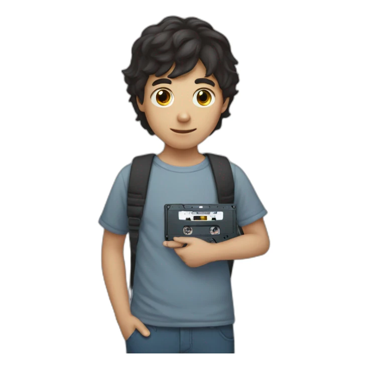 dark hair boy with cassette in his hand sticker