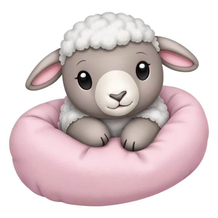 grey lamb stuffed animal in pink sleeper sticker