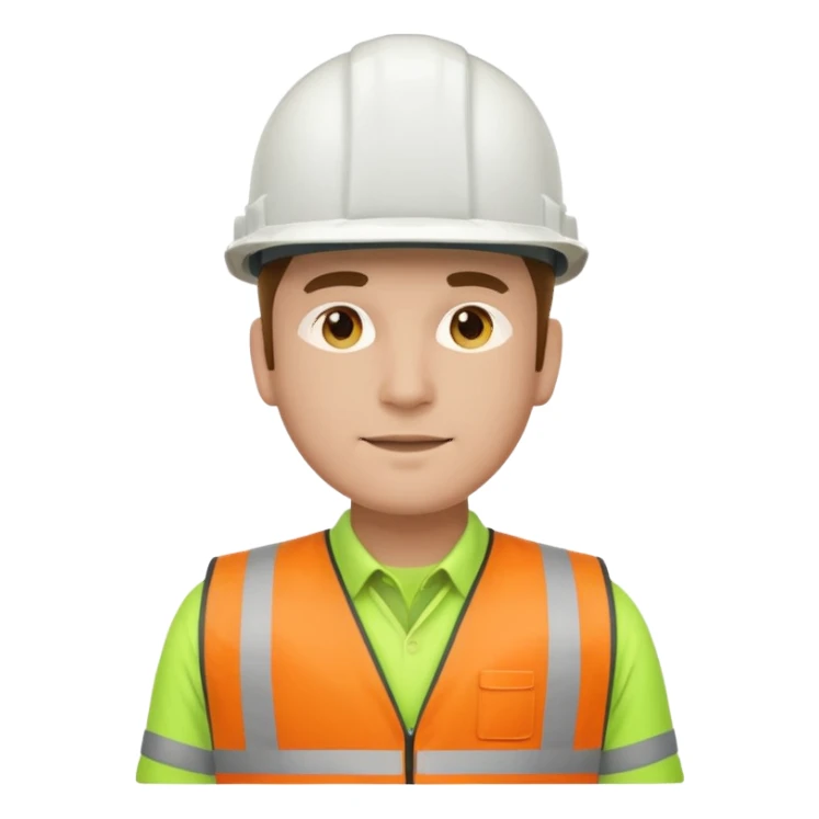 Hombre ingeniero casco blanco y chaleco verde sticker